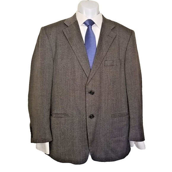 Joseph & Feiss Mens 42S Herringbone Blazer Lambswool Suit Coat Jacket Tweed  T54 - Picture 1 of 10